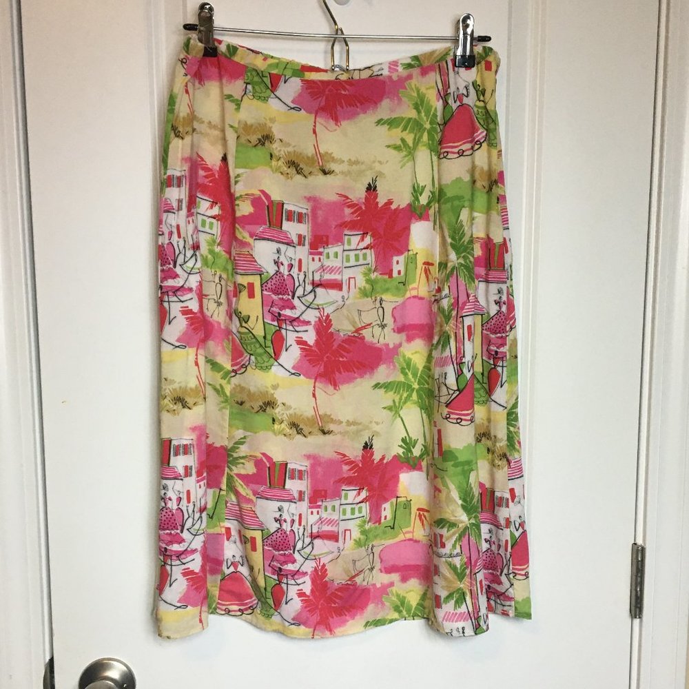 Requirements Tropical Print A-line Skirt Size 10